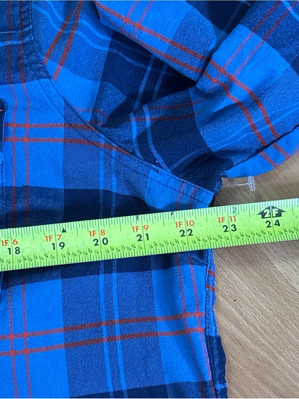 LL Bean Whisper Lodge Flannel Shirt Womens XL Blue Red Plaid Long Sleeve Pockets - Picture 5 of 6